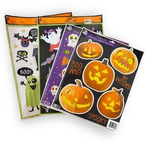 Vintage Color Clings Halloween Pumpkin Ghost Skull Dracula Window Clings Lot #2